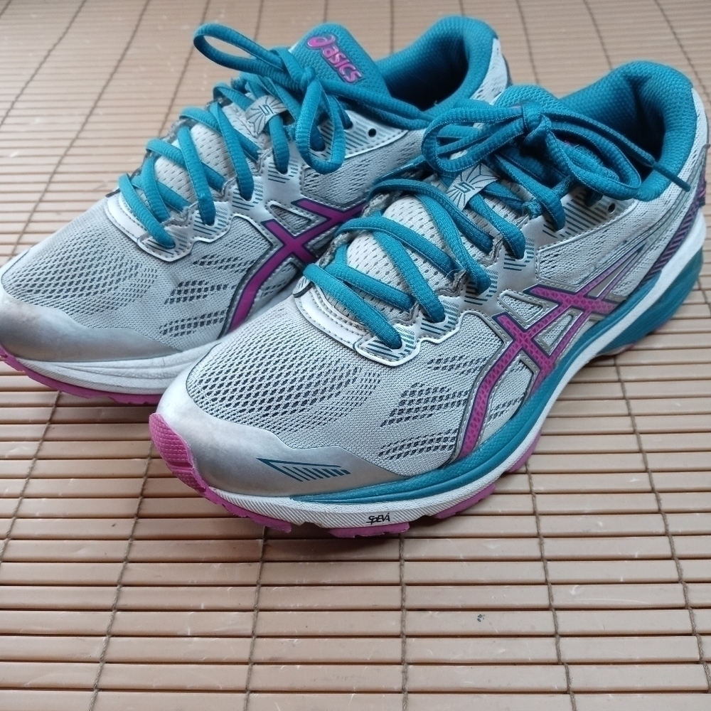 Asics Womens GT1000 5 T6A8N Blue gray Athletic Running Shoes Lace Low Top Size 8